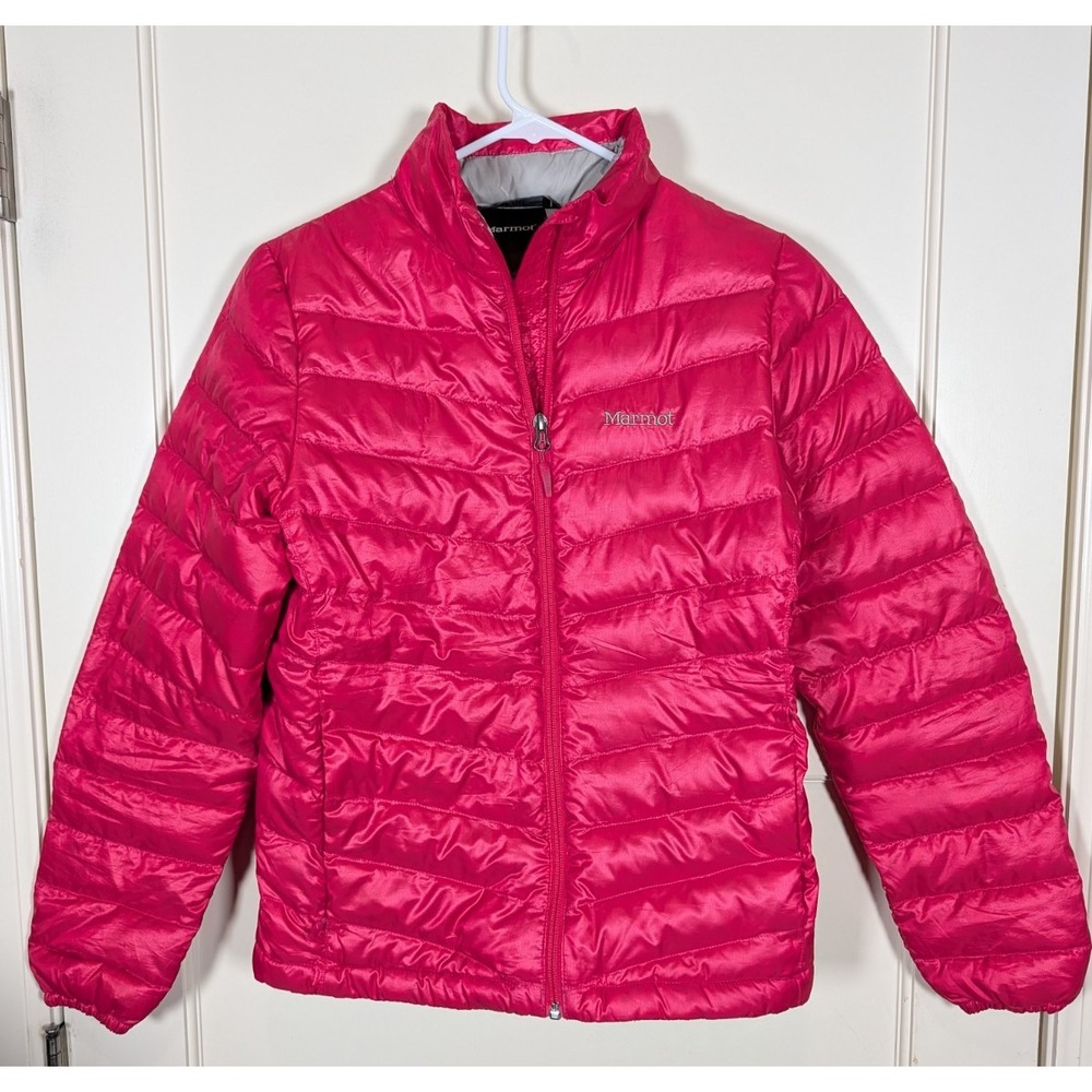 Marmot Venus 800 Fill Goose Down Quilted Pink Red Puffer Jacket Womens Size: S